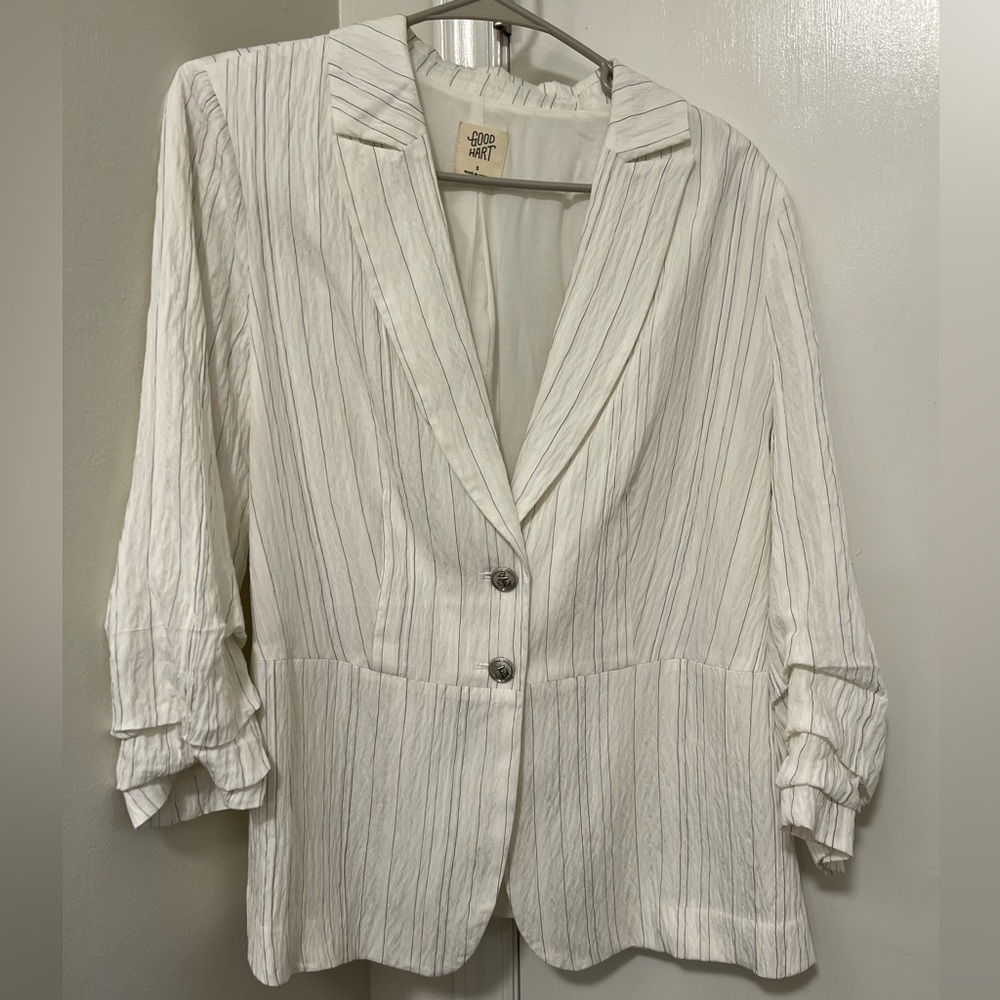 White Pinstripe Blazer by Who What Wear